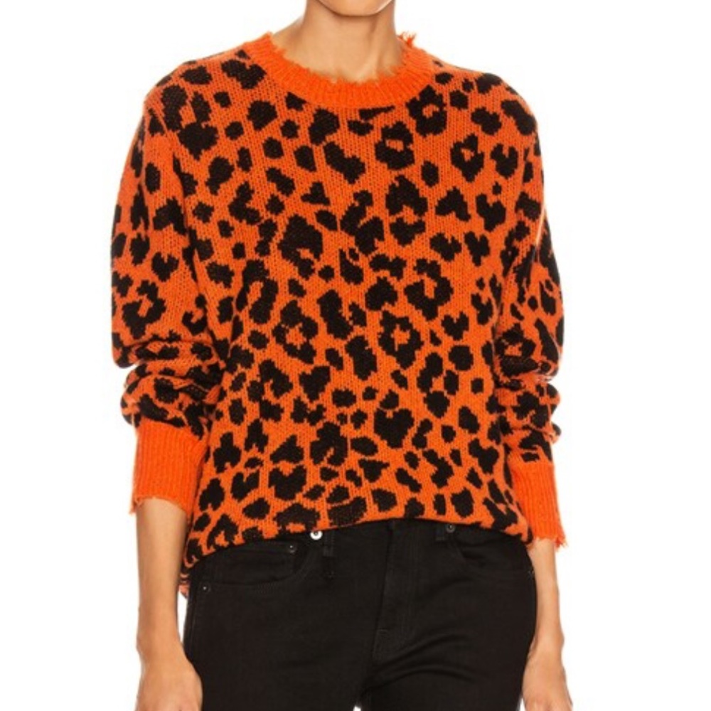 R13 ORANGE LEOPARD CASHMERE SWEATER